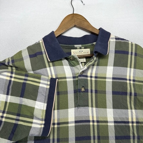 natural issue Other - Vintage Knit Golf Polo Shirt mens XL Green Blue Plaid Check Golfer Old Money 90s